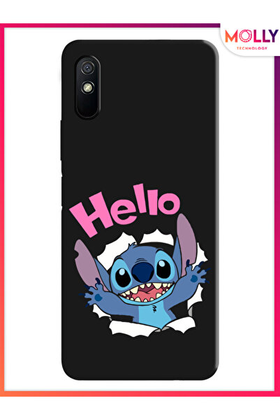 Molly Xiaomi Redmi 9A İçin Siyah Stitch Surprise Desenli Silikon Kılıf