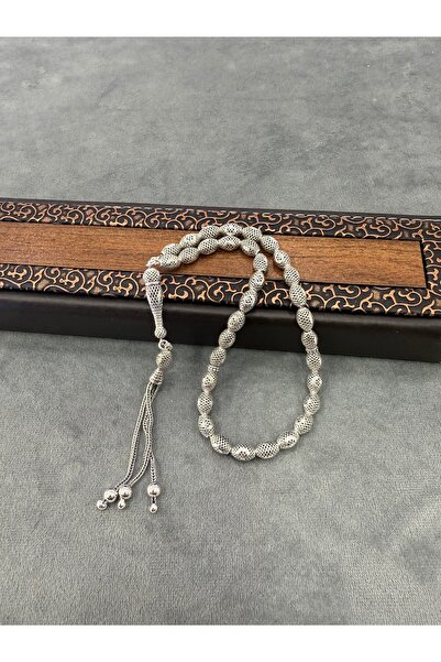 Midyat Artuklu Gümüşçülük Telkari Ayyıldız İşlemeli Gümüş Oksitli Telkari Tesbih