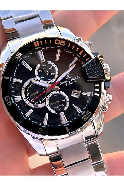 Daniel Klein Calendar Inner Functions Active Steel Band 30 Mt Water Resistant Men's Wrist Watch Vs.Blkt.0468