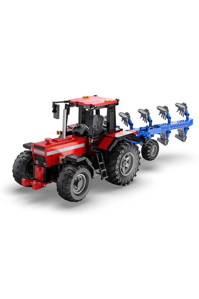 cada Agricultural tractor with plow made of building blocks, scale 1:17, 1675 pcs