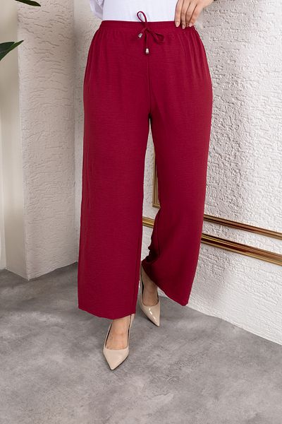 Nevayla Moda Casual Ayrobin Trousers with Elastic Waist - Cherry Rot / A0103