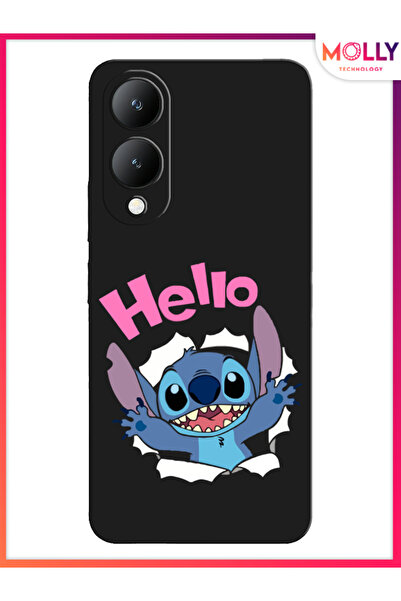 Molly Vivo Y17S İçin Siyah Stitch Surprise Desenli Silikon Kılıf