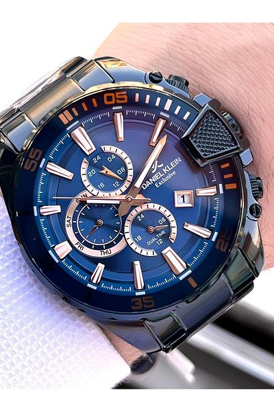 Daniel Klein Steel Cord Chronometer Dial Design 5 Atm Water Resistant Men Wristwatch 10034.N6