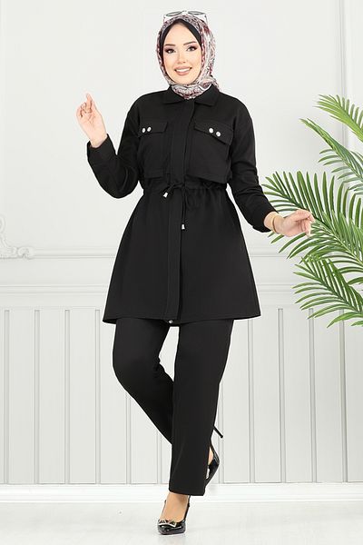 ModaMerve Hijab Suit with Pockets 23101Ukb929-M Black
