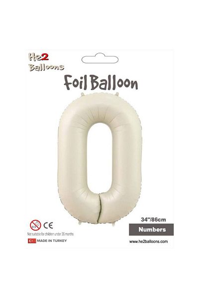 Vipfoni Number Foil Balloon 34''/ 86cm Cream -0-
