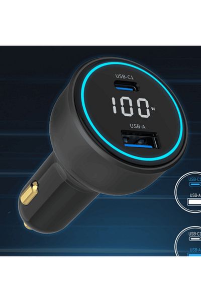 EGG 100w Usb Charger – 1 Usb-c & 1 Usb-a, Fast Charging Car Adapter, Full Power Per Port, Travel Ready