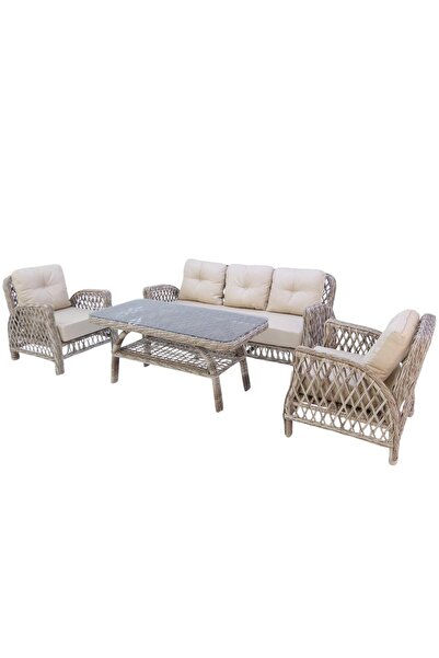 ReHome Mira Rattan Bahçe Oturma Grubu | 3+1+1 Sehpalı Bahçe Takımı