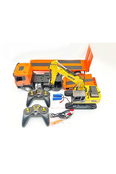 Huina Remote control truck 1319 trailer and excavator 1:24 scale
