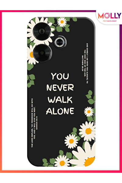 Molly Xiaomi Redmi 13 4G İçin Siyah Petal Path Desenli Silikon Kılıf