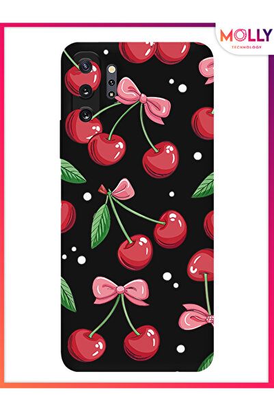 Molly Samsung Galaxy Note 10 Plus İçin Siyah Berry Ribbon Desenli Silikon Kılıf