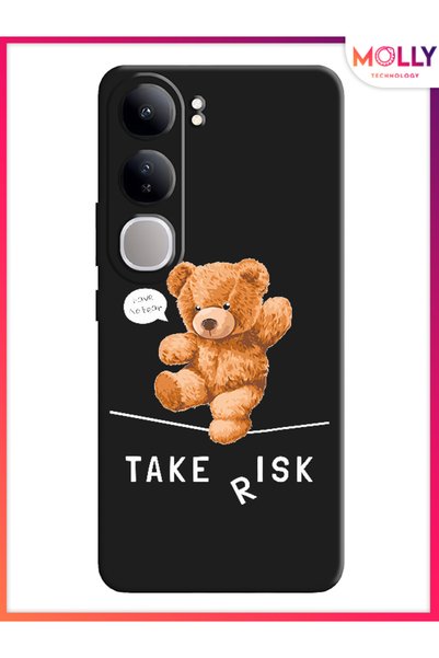 Molly Black Tightrope Bear Pattern Silicone Case for Vivo V40 Lite