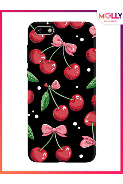 Molly Huawei Y5 2018 İçin Siyah Berry Ribbon Desenli Silikon Kılıf
