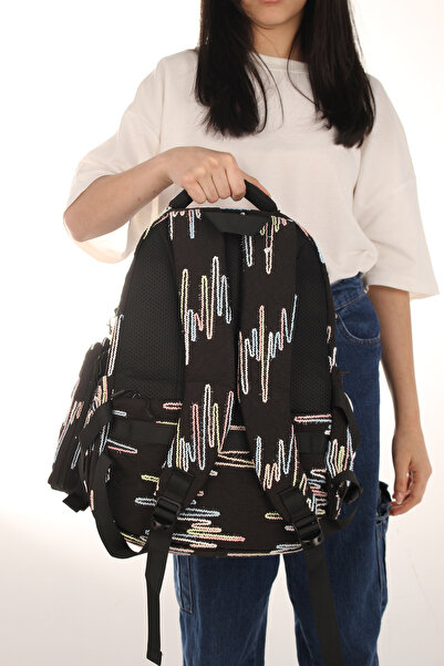 Fiyaka Rlx-1430 Set of 3 Children's Middle School-Primary School Bag Backpack with Pen Holder and Lunch Bag Black