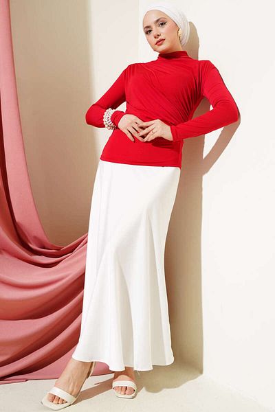 Smymoda Turtleneck Side Gathered Sandy Body