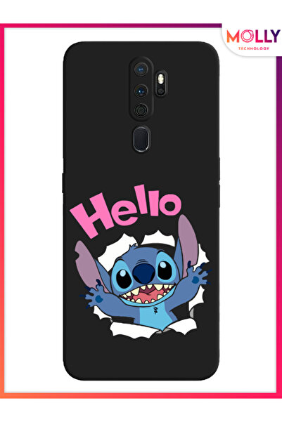 Molly Oppo A5 2020 İçin Siyah Stitch Surprise Desenli Silikon Kılıf