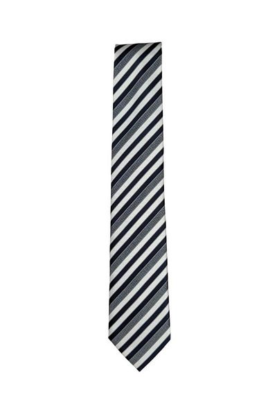 1001 Kravat Black White Gray Striped 7 cm Wide Slim Tie