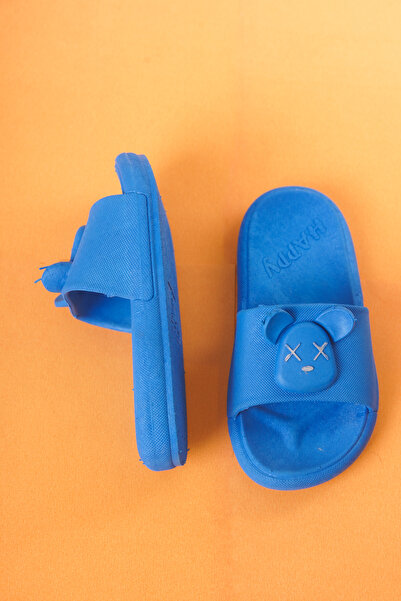 Craftique Mavi Erkek Çocuk Terlik Kaydırmaz Tabanlı Hayvan Figürlü Kreş Havuz Günlük Yaz Ayakkabı