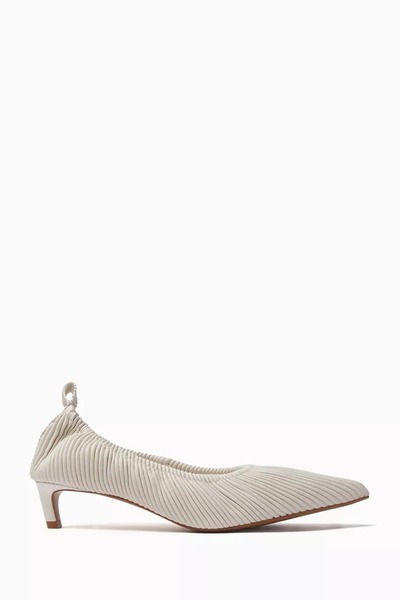 12storeez Ribbed Leather 40mm Pumps with Pointed Toe