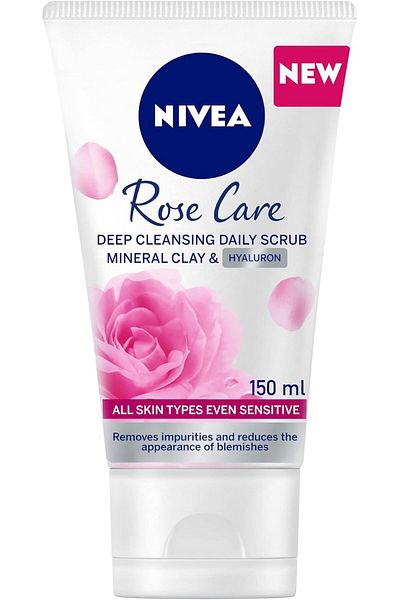 NIVEA مقشر يومي للوجه مع خلاصة الورد وماء الورد العضوي من - 150 مل