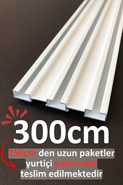 İzen Üç Kanallı 300cm Alüminyum Beyaz Perde Rayı (73mm) Üçlü Korniş