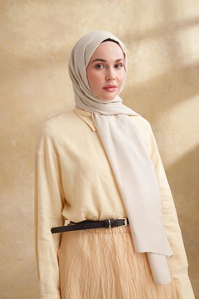 ARMANDA Beige Lyocell Nomade Pattern Shawl 3354