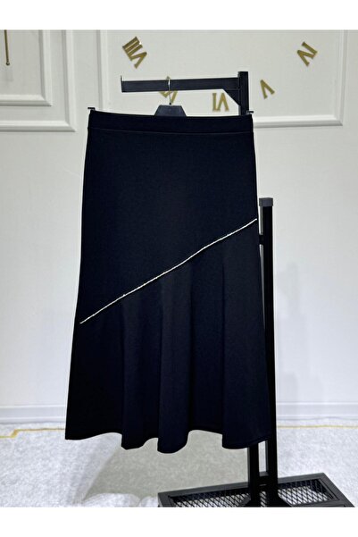 ModaMinar Γυναικεία Πέτρινη Λεπτομερής Κρεπ Υφασμάτινη Φούστα Ψαριού