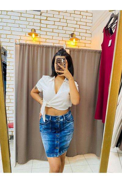 TUBA TOPTAŞ Buttoned Denim Skirt