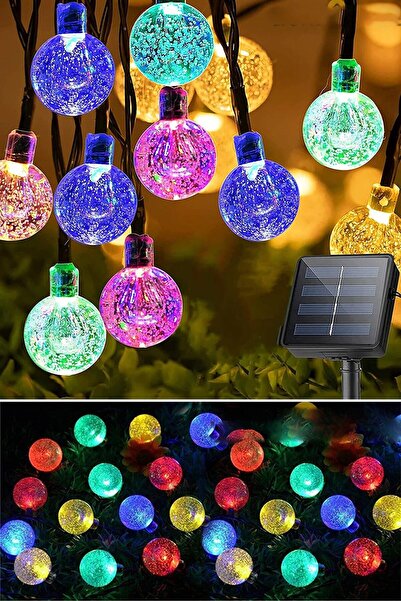 teknonisa 50 Led 7 Metre Kristal Renkli Güneş Enerjili Led Işık Solar Bahçe B...