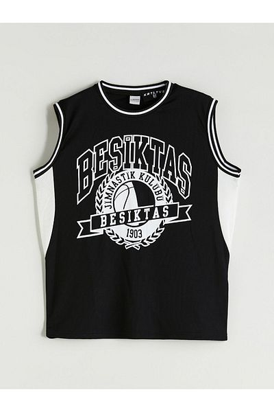 LC Waikiki Black Crew Neck Printed Boys' Singlet and Shorts