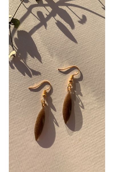 MISS GOLDEN Brown Gold Color Small Symmetrical Shape Gold Accessory Dangle Epoxy Earrings Gift