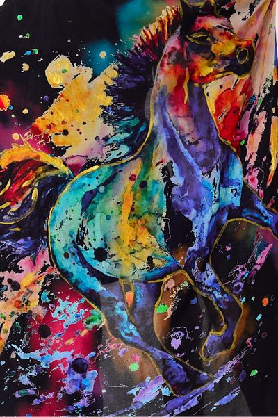 Hazinedan Horse at Detail Authentic Glitter Detail Kimono Pareo