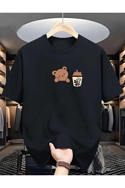 H&GHAMLEGİYİM Ayıcık Baskılı Basic T-Shirt