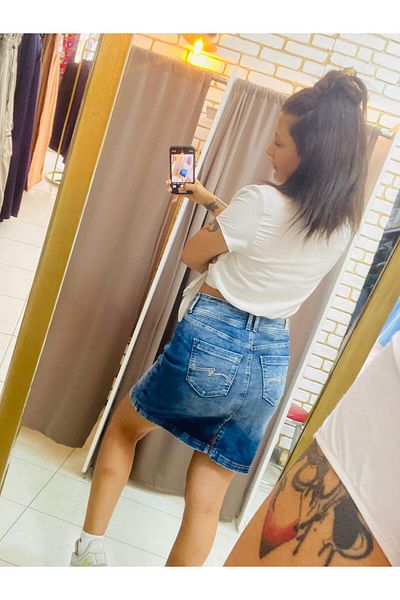 TUBA TOPTAŞ Buttoned Denim Skirt