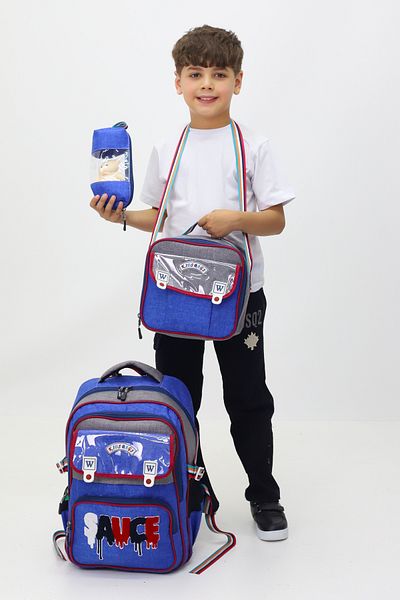 Probag Set de 3 genți de școală Sauce Rucsac Cutie de prânz Suport stilou Jucărie de pluș pentru școala primară Cadou