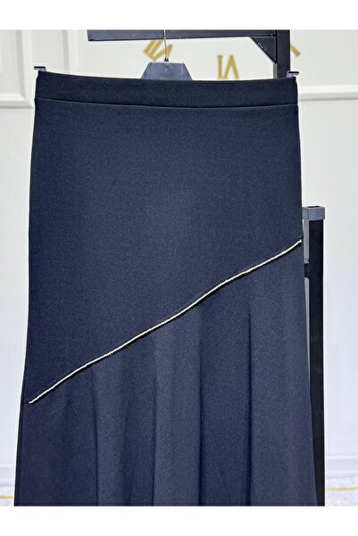 ModaMinar Γυναικεία Πέτρινη Λεπτομερής Κρεπ Υφασμάτινη Φούστα Ψαριού