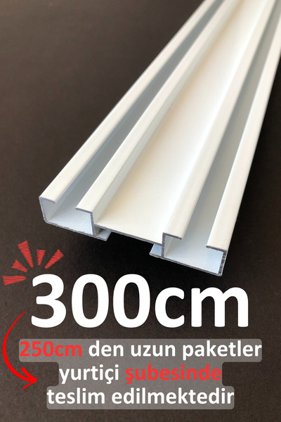 İzen İki Kanallı 300cm Alüminyum Beyaz Perde Rayı (53mm) İkili Korniş