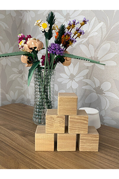 Genel Markalar %100 Doğal Kayın Ahşap 6'lı Küp Bloklar 5x5x5 Cm Oyun Dekor İs...
