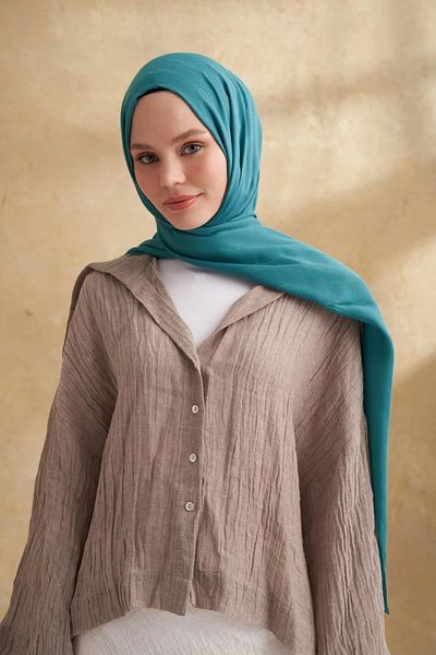 ARMANDA Petrol Green Cotton Modal Aden Pattern Shawl 3355
