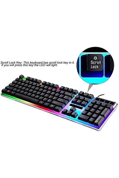 Generic لوحة مفاتيح G21 ماوس ألعاب سلكي USB مرن متعدد الألوان بإضاءة LED خلفية ميكانيكية للكمبيوتر