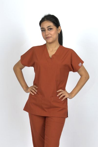 SEZA TEKSTİL Πλακάκι Premium Flex Unisex Lycra Scrubs Doctor Nurse Uniform Μονό Μπλουζάκι
