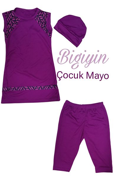 bigiyin Fuchsia Children's Swimsuit with Straps Leggings Children's Swimsuit Pool Sea Swimsuit