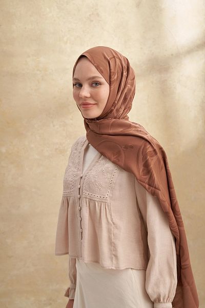 ARMANDA Earth Baroque Pattern Shawl 3357