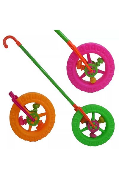 rexa Kids Push Pull Toy Hand Push Wheel Toy Single Wheel Pull Rod Hand Push Wheel Toy Hand Push Cart Toy