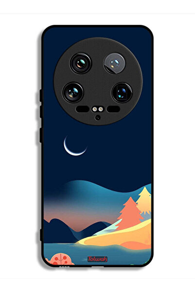 Tolwak Xiaomi 14 Ultra Protective Case Cover Moon Abstract Drawing Art