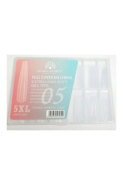 GIRLS CORNER Set 120 bucati tipsuri dizolvabile- soft gel , 12 marimi, 5XL extra-lung, ballerina, Nr. 05