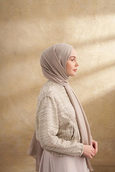 ARMANDA Beige Cotton Modal Aden Pattern Shawl 3355