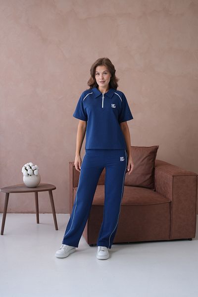 BRANDENBURG Polo Neck Piping Bg Embroidered Zippered Short Sleeve Tracksuit Set