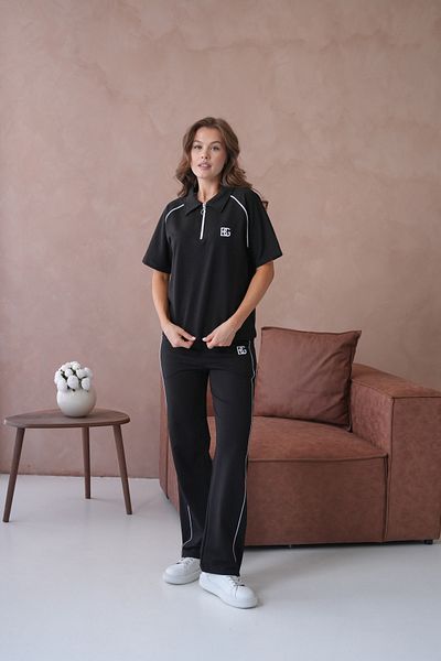 BRANDENBURG Polo Neck Piping Bg Embroidered Zippered Short Sleeve Tracksuit Set