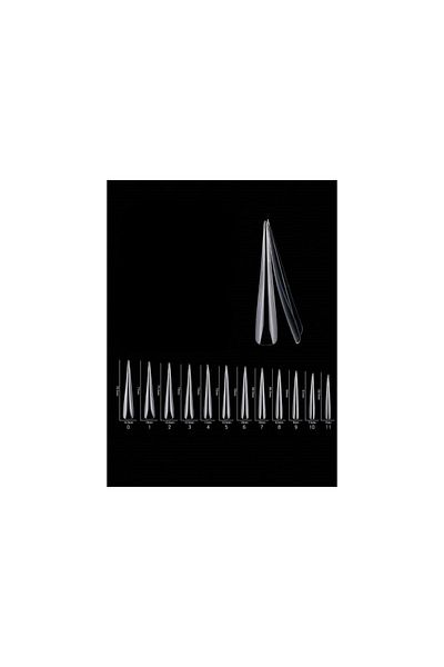 GIRLS CORNER Set 120 bucati tipsuri dizolvabile -soft gel , 12 marimi, 5XL extra-lung, stiletto, Nr. 02