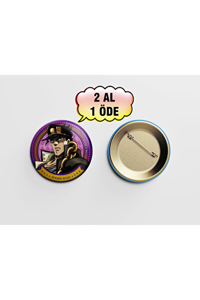 Akumastik JoJo's Bizarre Adventure Jotaro Kujo 1 adet 44mm Arkası İğneli Buto...